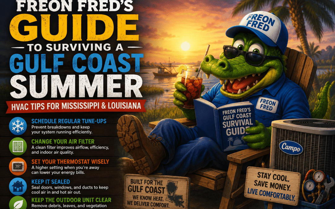 Freon Fred’s Guide to Surviving a Gulf Coast Summer | HVAC Tips for Mississippi & Louisiana